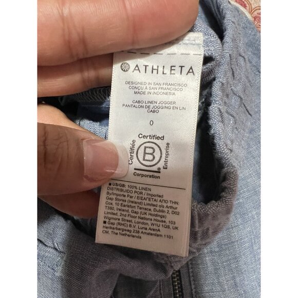 NEW Athleta Light Blue Chambray Cabo Linen Jogger Pants Size 0 - Picture 7 of 8